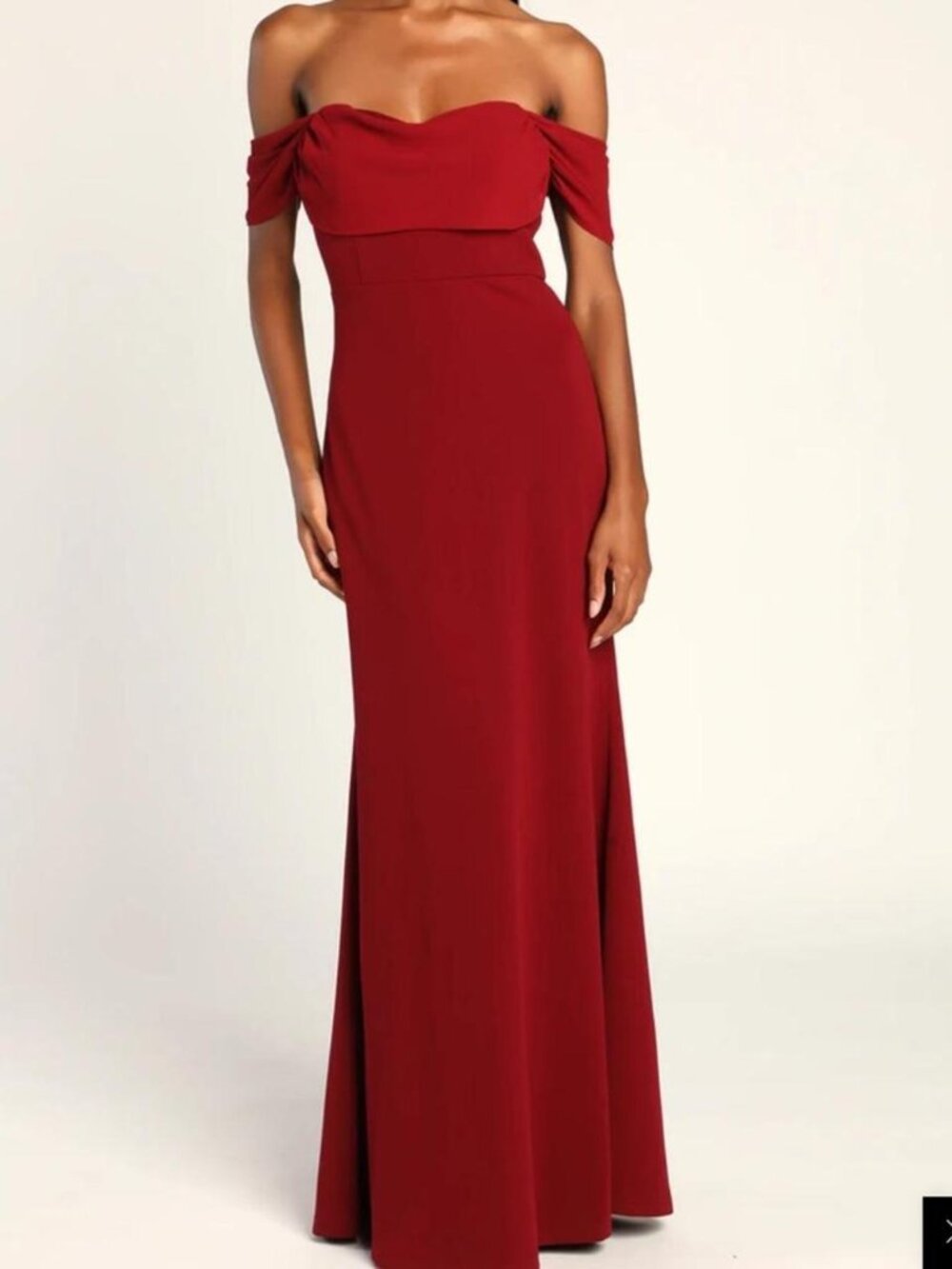 Would You Be Mine Burgundy Off-the-Shoulder Mermaid Maxi Dress